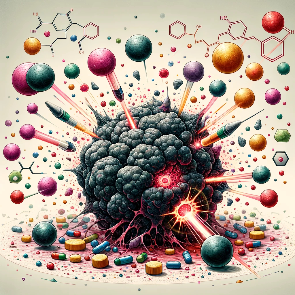 tumor attacked by drugs